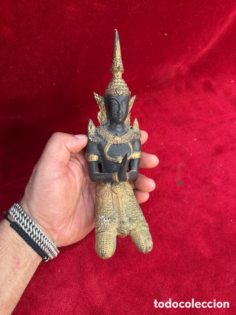 Arte: Antigua escultura bronce,Guardian Theppanom,Diosa Tailandesa!