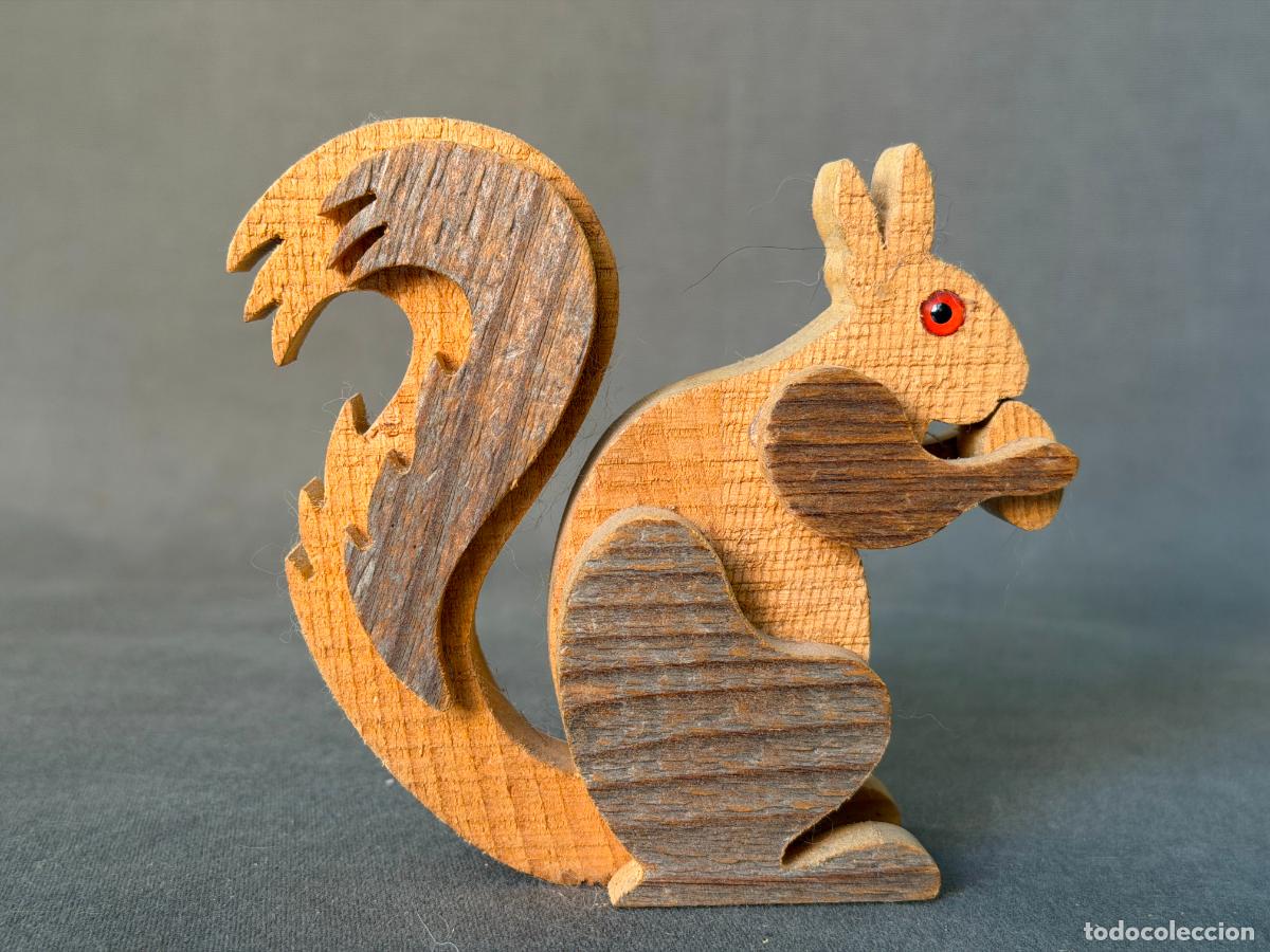Arte: Ardilla escultura madera Fausto Sangiovanni, Orvieto, Italia, ca. 1975, dise&ntilde;o italiano vintage,R783
