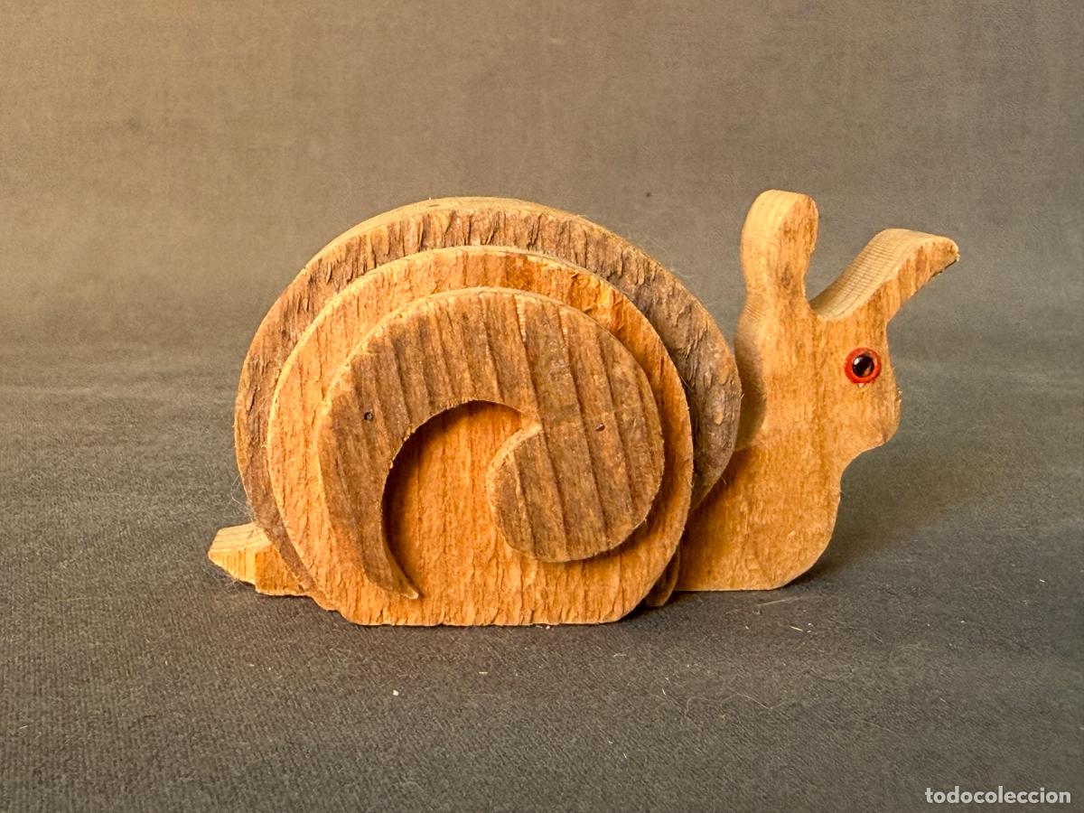 Arte: Caracol escultura madera Fausto Sangiovanni, Orvieto, Italia, ca. 1975, dise&ntilde;o italiano vintage,R784