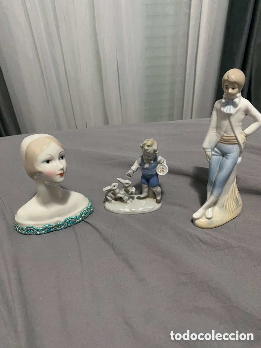 Arte: Lote de 3 figuras decorativas de porcelana vintage / estilo Art D&eacute;co