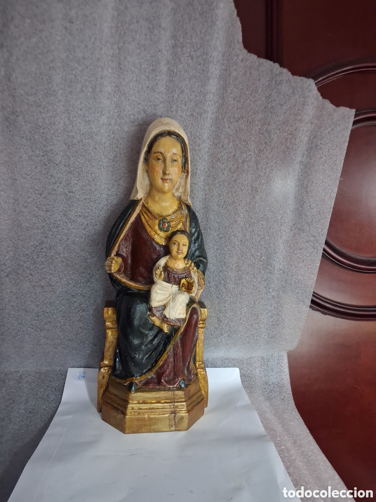 Arte: Virgen con Ni&ntilde;o en madera maciza - Foto 2