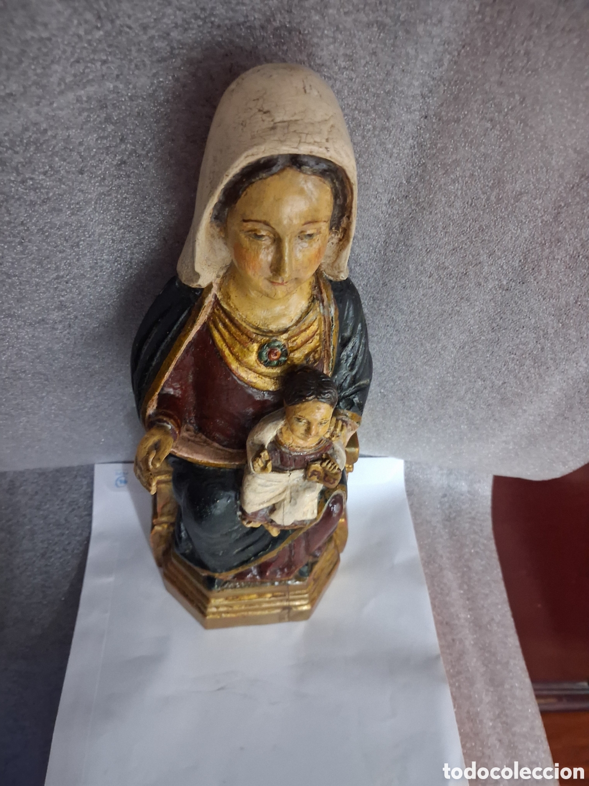 Arte: Virgen con Ni&ntilde;o en madera maciza - Foto 3