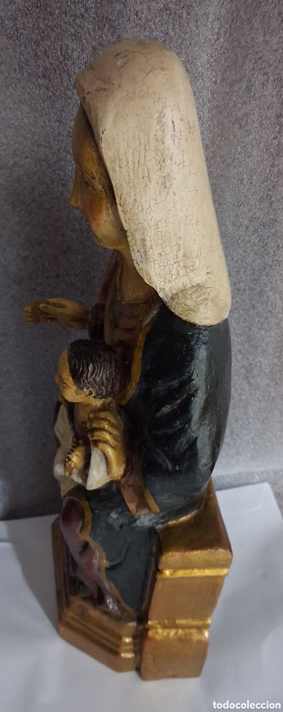 Arte: Virgen con Ni&ntilde;o en madera maciza - Foto 4