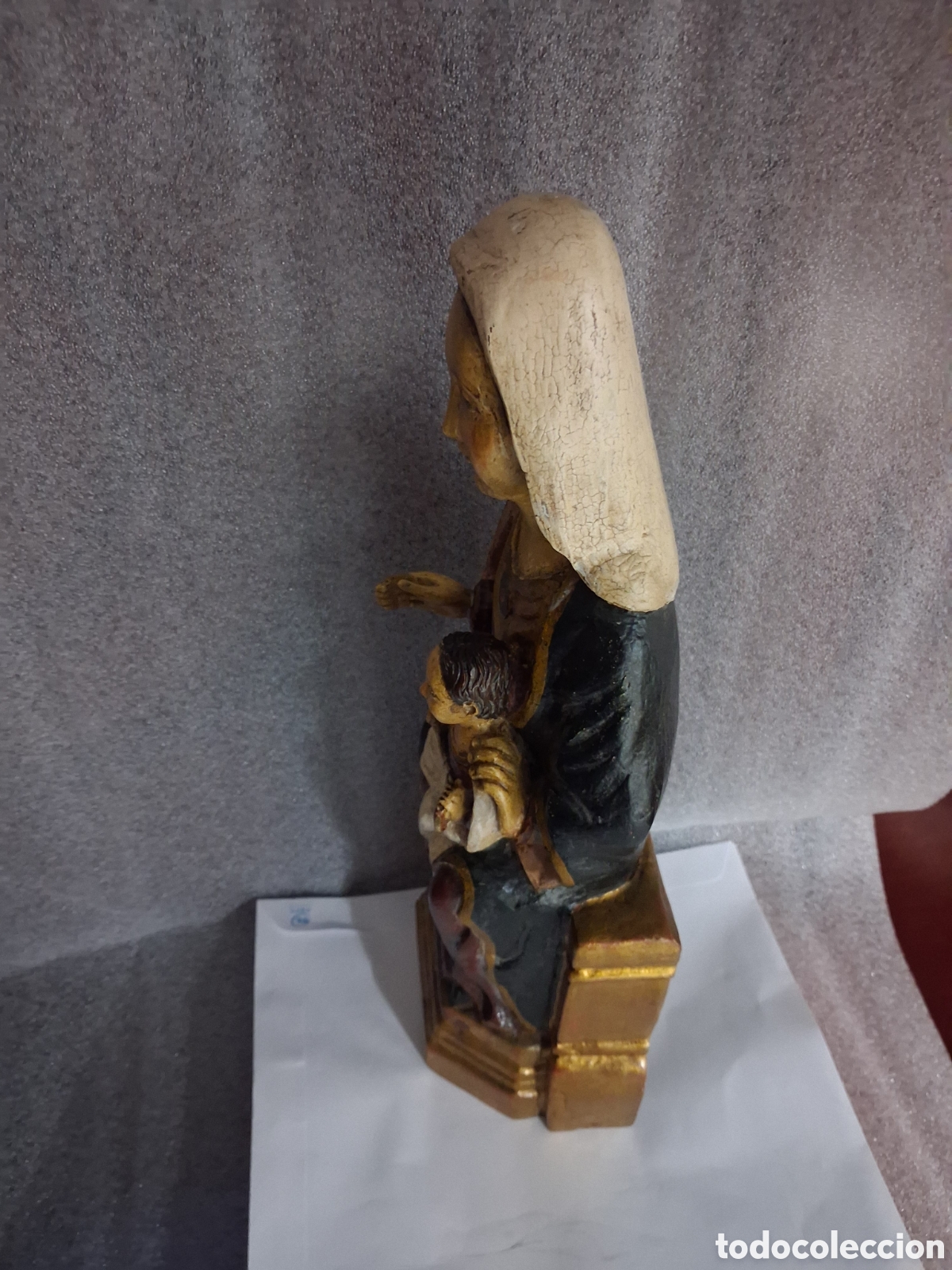 Arte: Virgen con Ni&ntilde;o en madera maciza - Foto 5