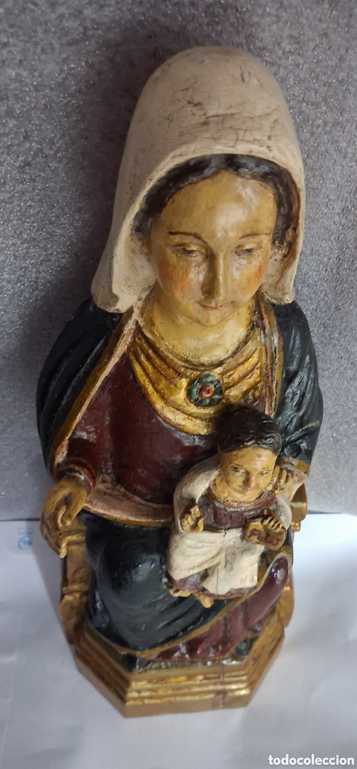 Arte: Virgen con Ni&ntilde;o en madera maciza - Foto 6