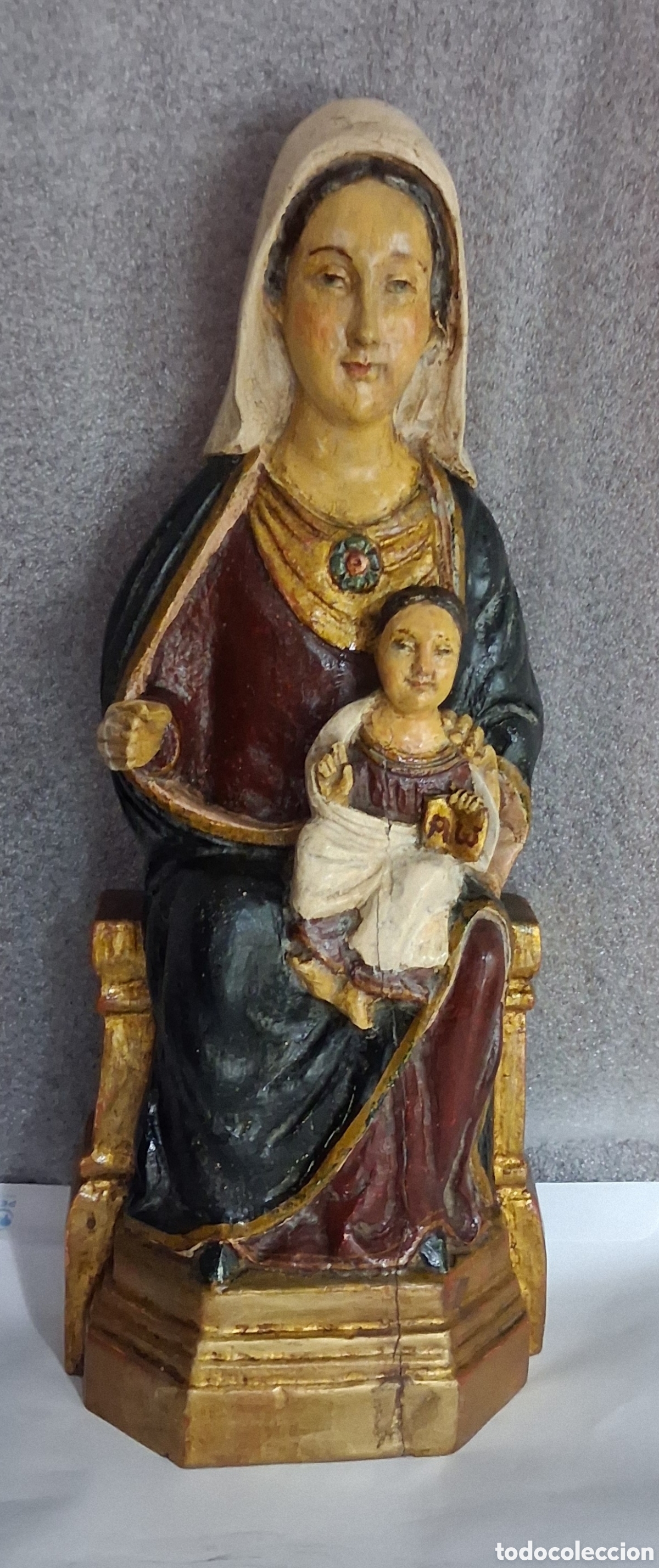 Arte: Virgen con Ni&ntilde;o en madera maciza - Foto 10