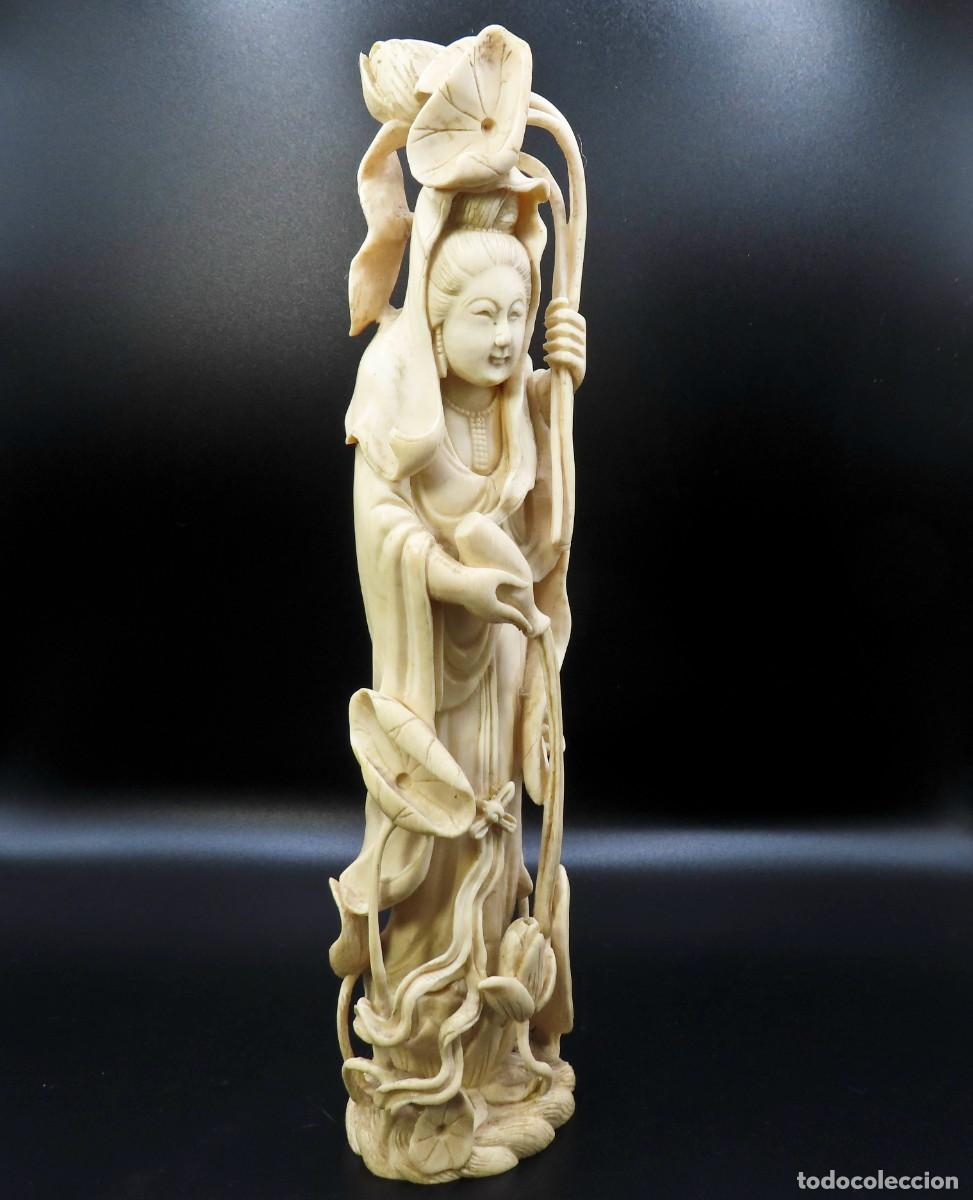 Arte: DIOSA GUANYIN BODHISATTVA BUDISTA CHINA MARFIL TALLADO