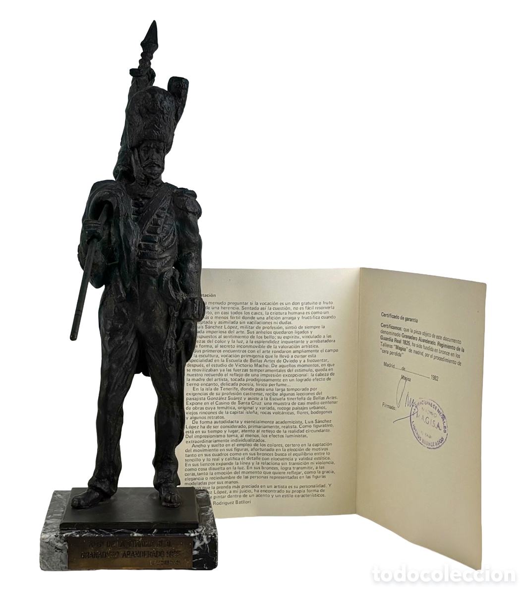 Arte: GRANADERO ABANDERADO, REGIMIENTO DE LA GUARDIA REAL 1825- BRONCE CON CERTIFICADO - LUIS SANCHEZ