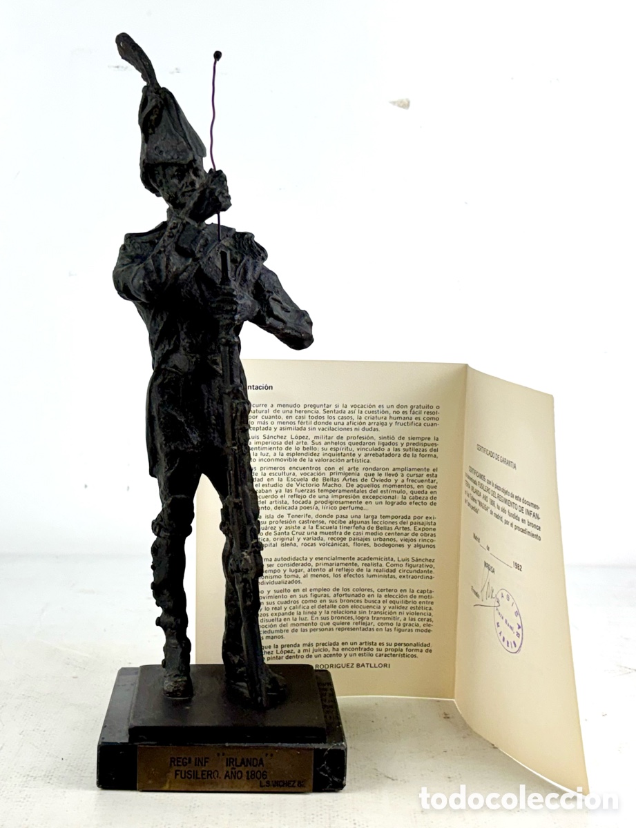 Arte: FUSILERO DEL REGIMIENTO DE INFANTER&Iacute;A IRLANDA 1806- BRONCE - LUIS SANCHEZ, CON CERTIFICADO