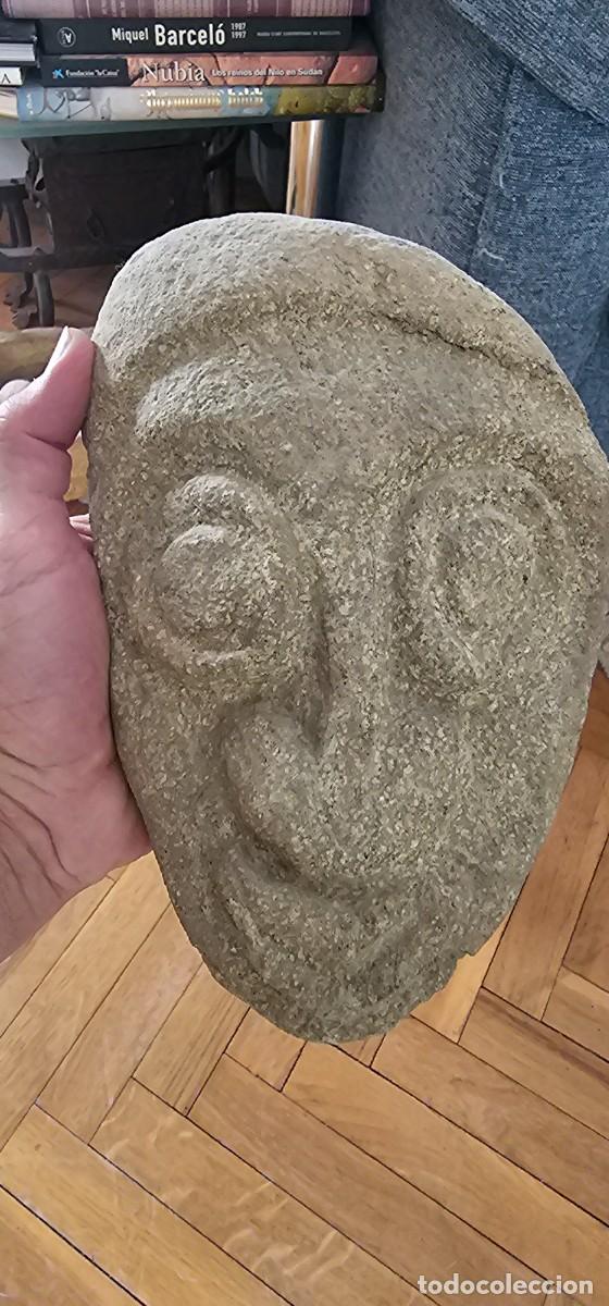 Arte: Importante escultura cabeza piedra antigua