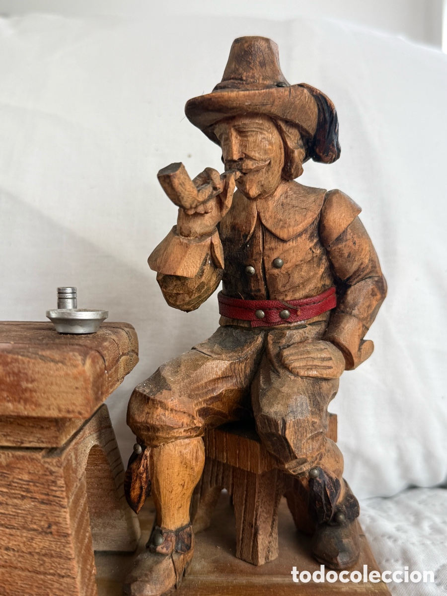 Arte: Escultura Madera Tallada Taberna Vintage Hombres