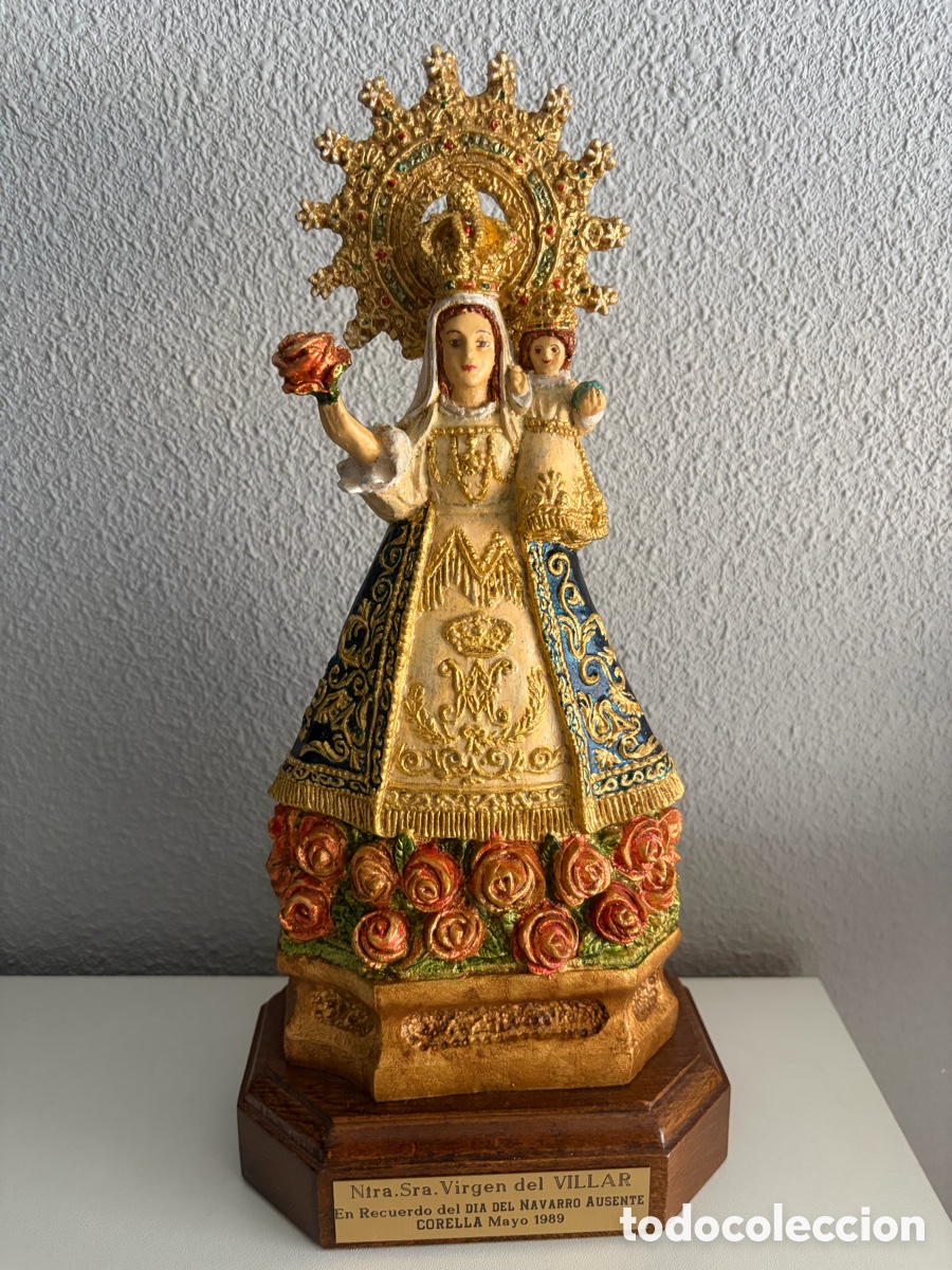 Arte: ESCULTURA NTRA. SRA. VIRGEN DEL VILLAR &ndash; CORELLA &ndash; NAVARRO AUSENTE 1989 &ndash; POLICROMADA A MANO