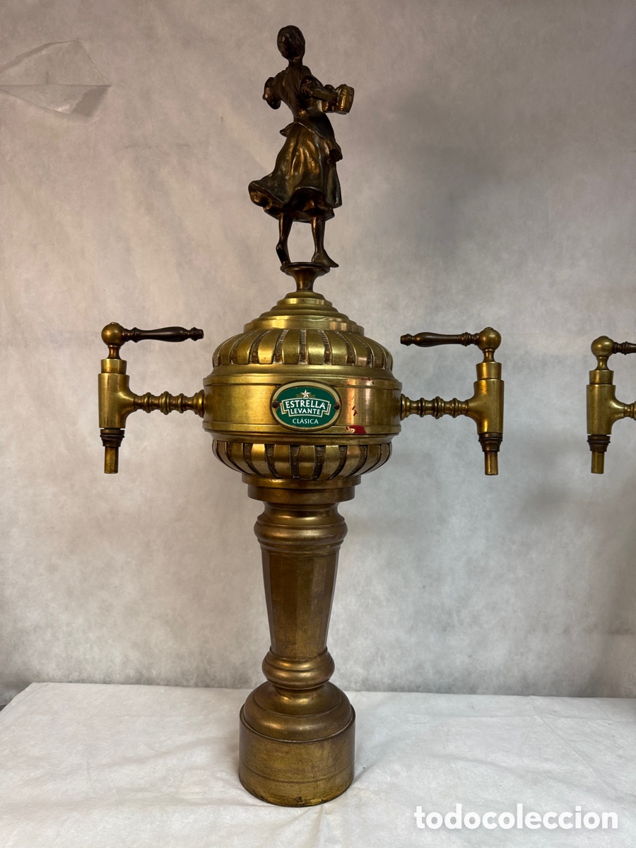 Arte: Antiguo grifo cerveza Estrella Levante cl&aacute;sica en bronce