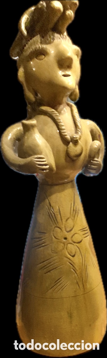 Arte: Escultura em Barro Vidrado ROSA RAMALHO - 32 cm - Assinada RR - Antiga