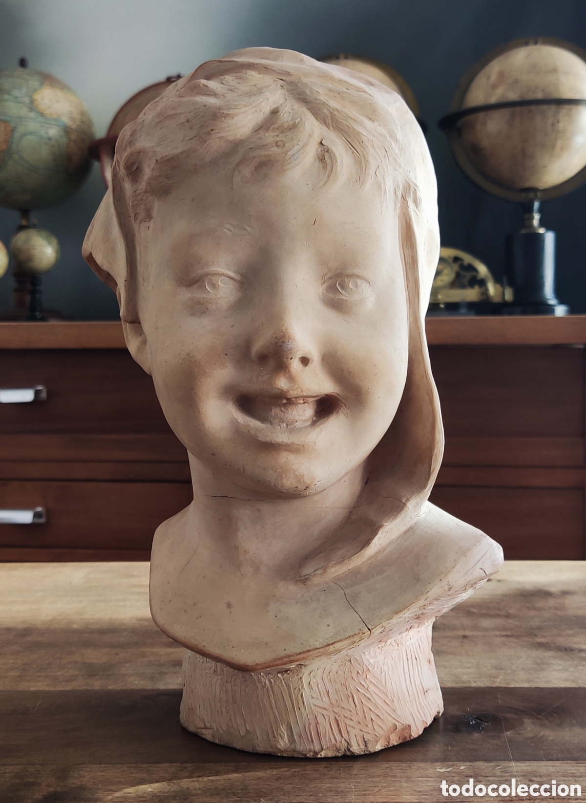 Arte: La Roqueta. Busto de barro. Modernismo. Mallorca. Costumbrista. Original.