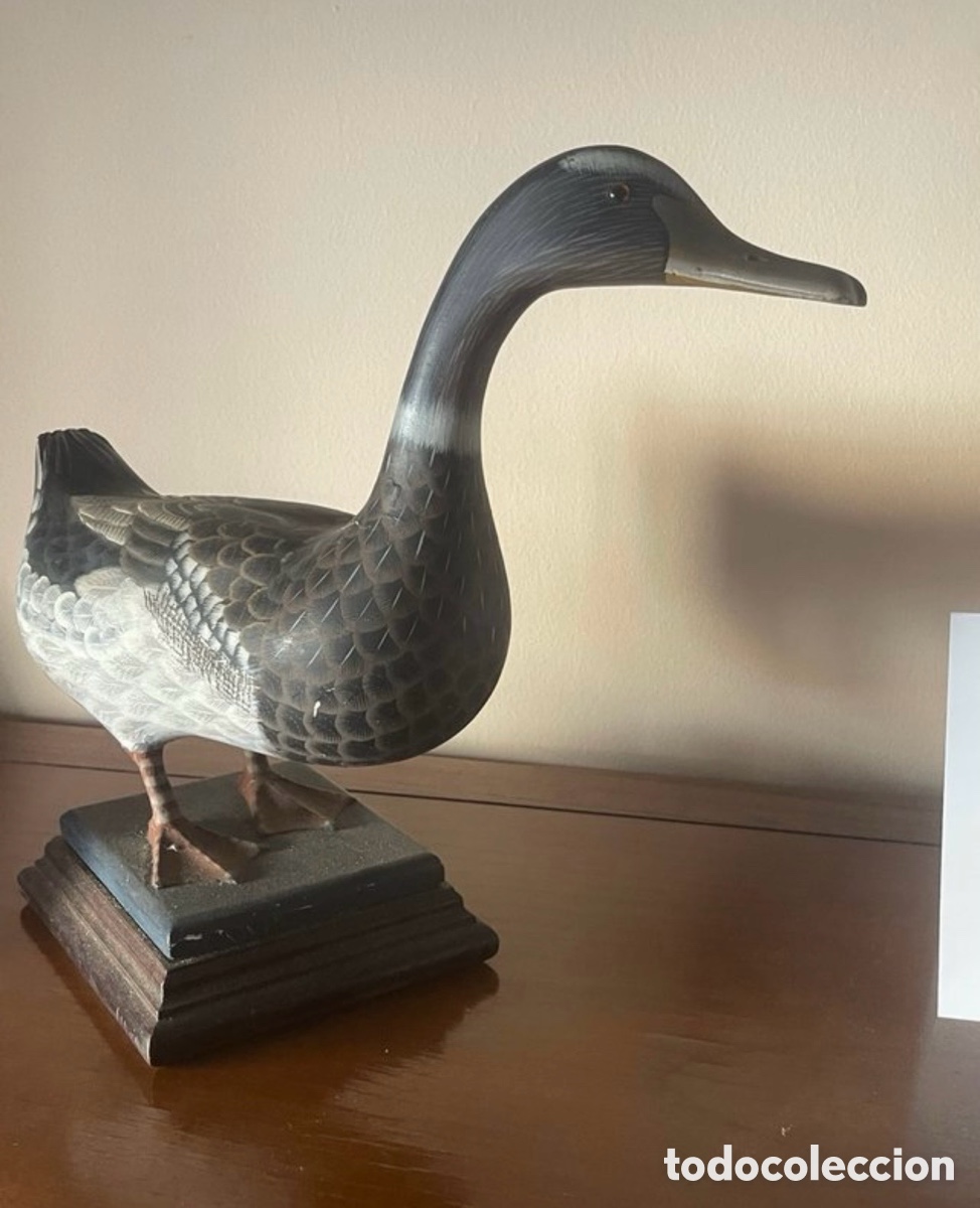 Arte: Grande Oca de madera tallada y pintada a mano 30cm