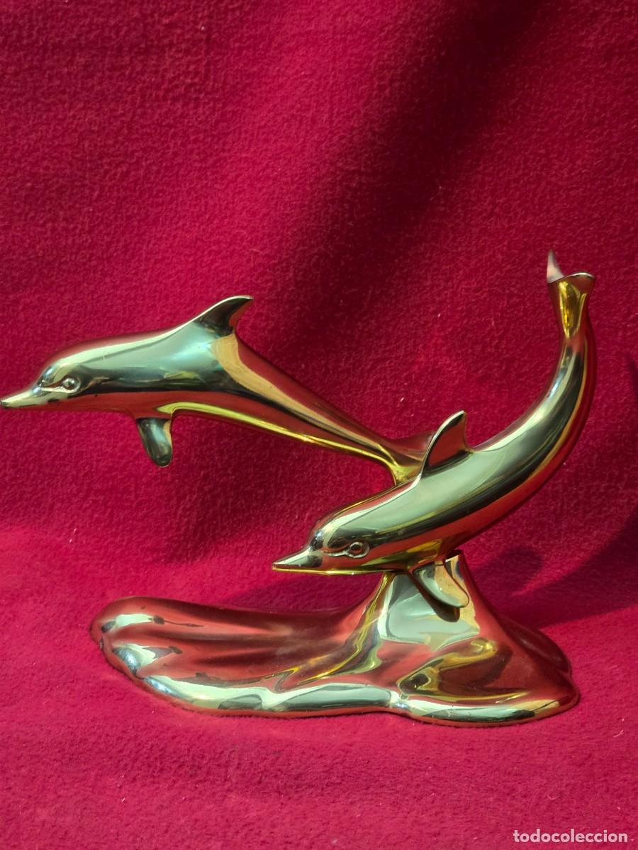 Art: ESCULTURA DE BRONCE DE DOS DELFINES