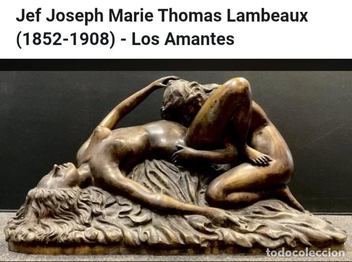 Arte: Los amantes bronce erotico lesvianas Lambeaux signed Les Amants bronze lesvian amour