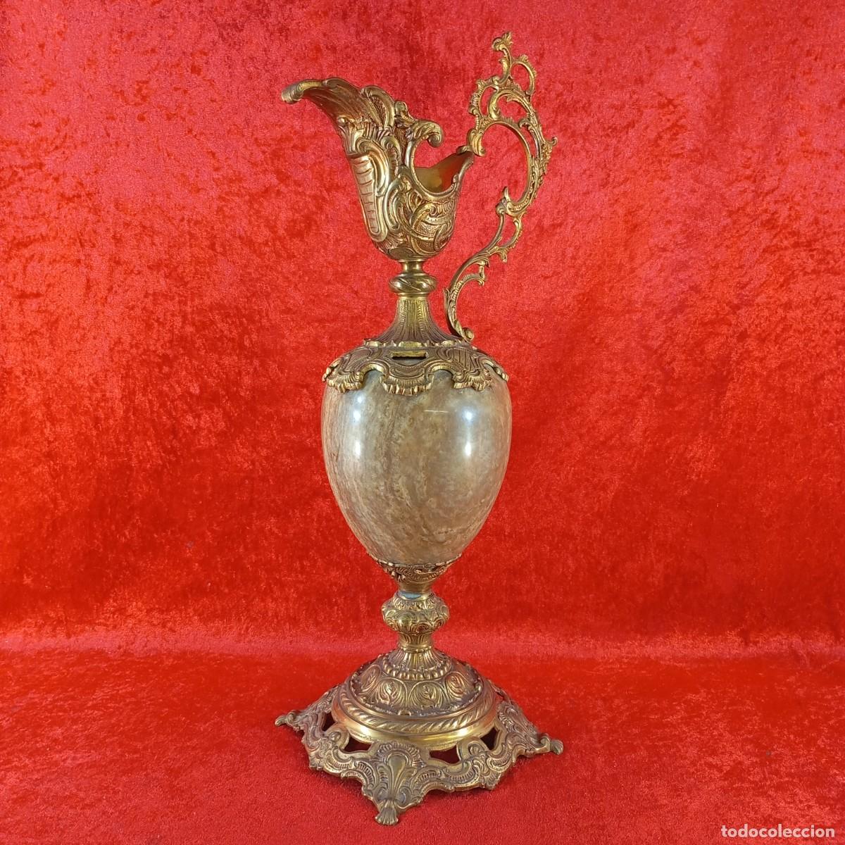 Arte: &Aacute;NFORA DE LOS DIOSES - ESTILO RENACENTISTA - &Aacute;GATA - MINERAL Y BRONCE - SIGLO XIX - 55 CM - RARA