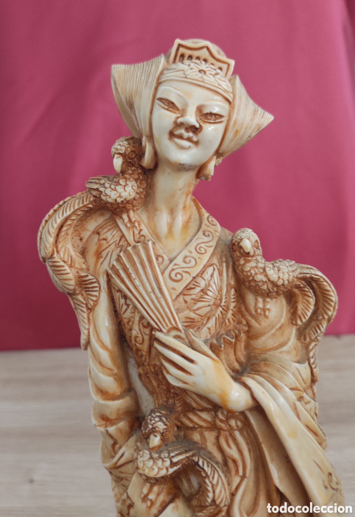 Arte: Figura Dama Oriental S&iacute;mil Marfil 38cm