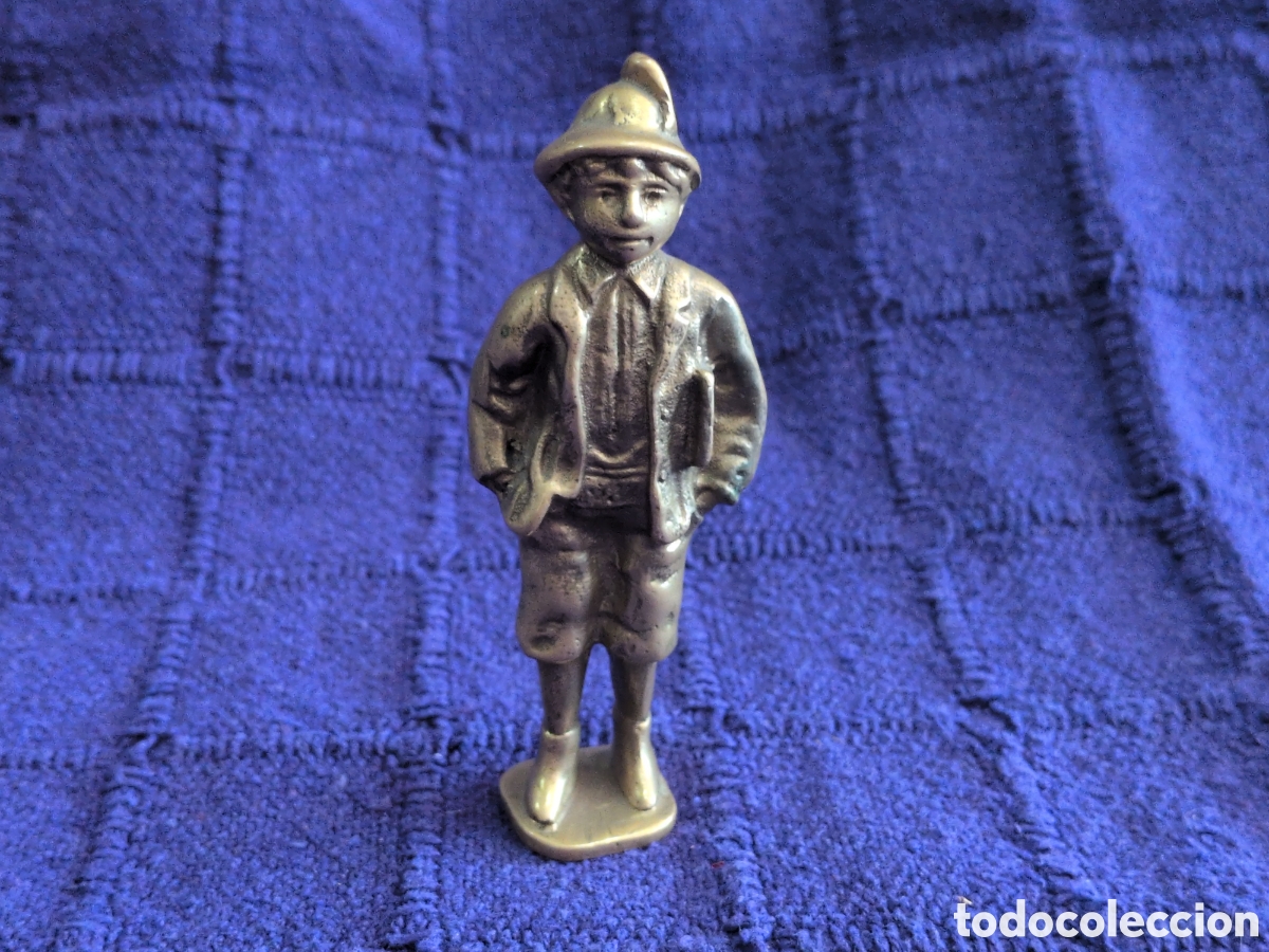 Kunst: Figura Vintage de Ni&ntilde;o Campesino / Alpino &ndash; Bronce Macizo. Escultura columbrista europea