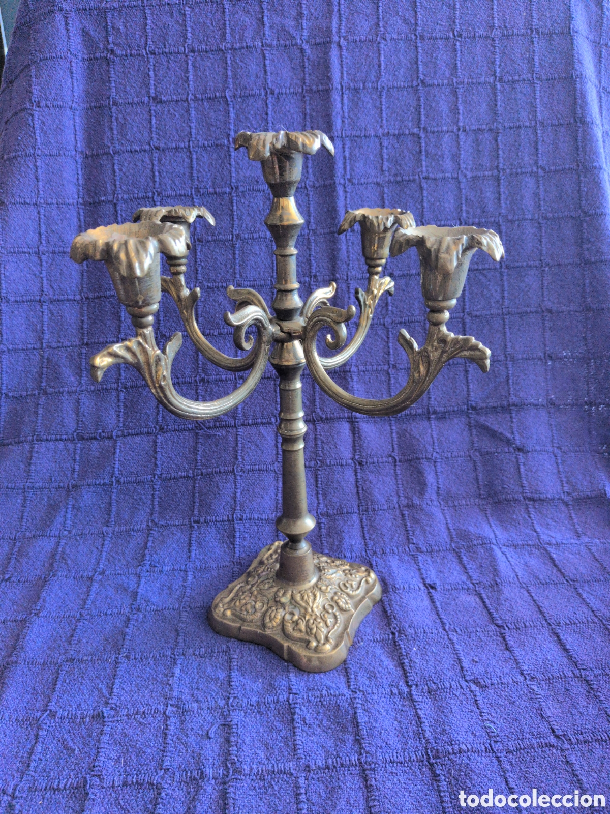 Arte: Candelabro antiguo de bronce Macizo de 5 brazos - Estilo Barroco