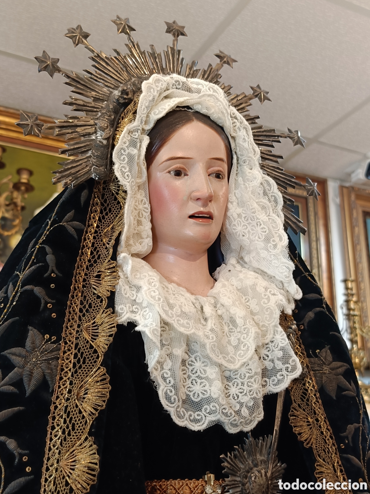Arte: Antigua imagen de la Virgen Dolorosa, estilo Cap i Pota, datada del siglo XIX. Una pieza de gran....