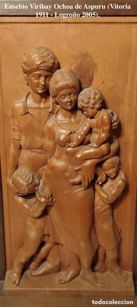 Kunst: Escultura en relieve, escultor Eusebio Viribay. Medidas 90X75 cm