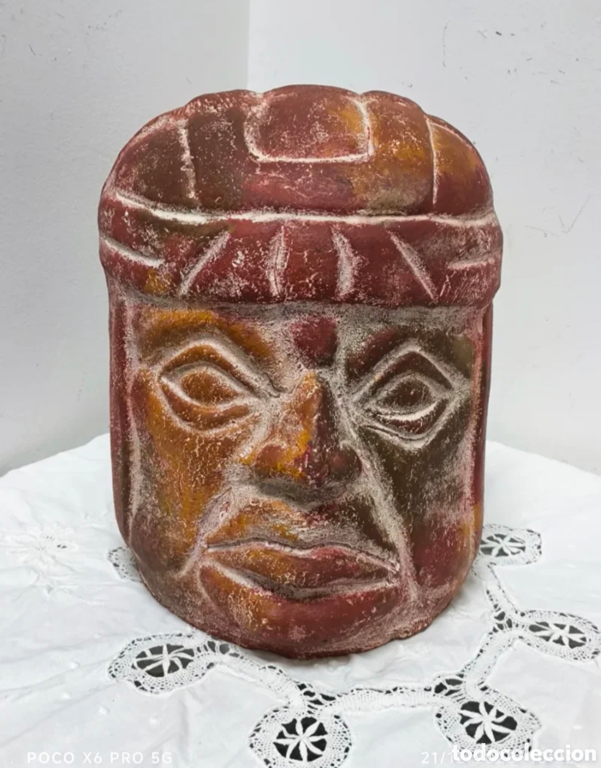 Arte: Cabeza Olmeca de Barro 30 cm &ndash; R&eacute;plica Escultural Estilo Prehisp&aacute;nico En venta espectacular r&eacute;plica