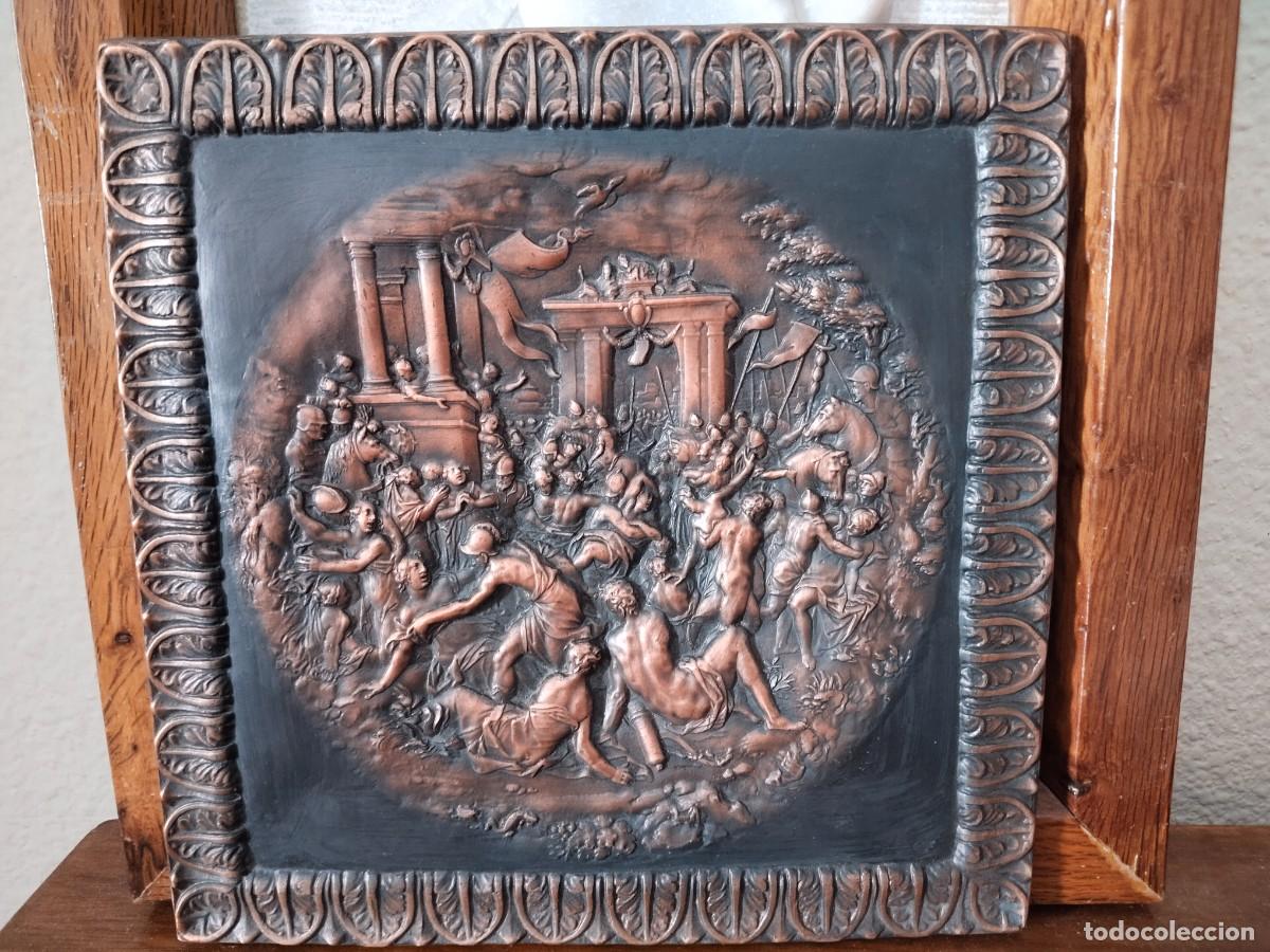 Kunst: Placa cuadro en relieve del Rapto de las Sabinas. 23,5 x 23,5 cm.