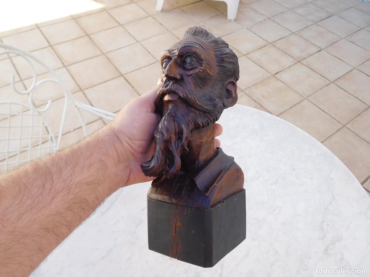 Arte: Busto de madera tallada Don Quijote Artesan&iacute;a Ouro Santiago de Compostela 565