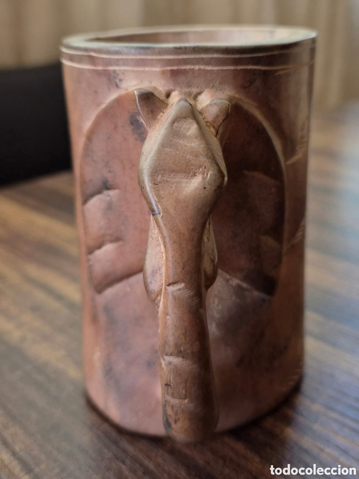 Arte: Jarra Antigua De Piedra Esteatita Tallada A Mano - Escultura Africana Sabana Elefante Y Cebra