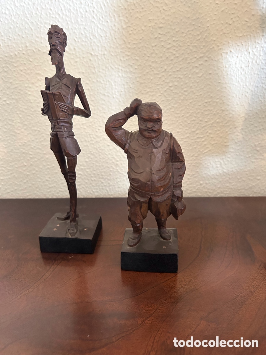 Arte: Pareja figuras talladas Don Quijote y Sancho Panza