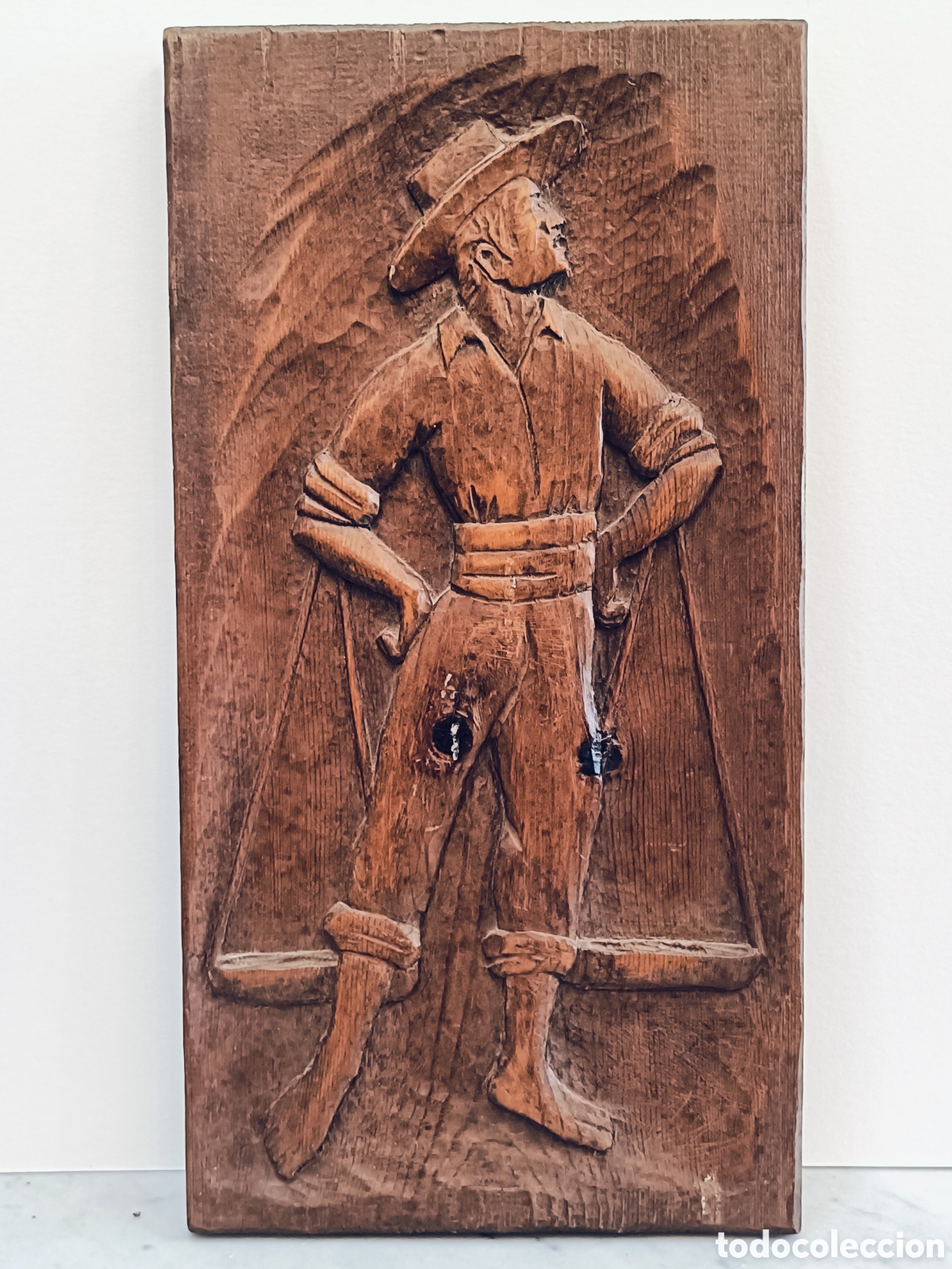 Arte: PLACA DE MADERA TALLADA . CENACHERO MALAGA . 38&times;20 cm