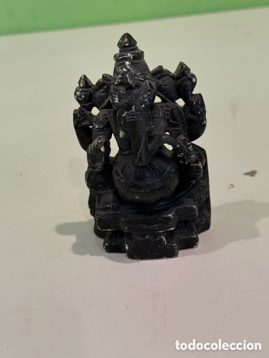 Arte: Escultura de Ganesha en piedra tallada &ndash; 12 &times; 7 cm