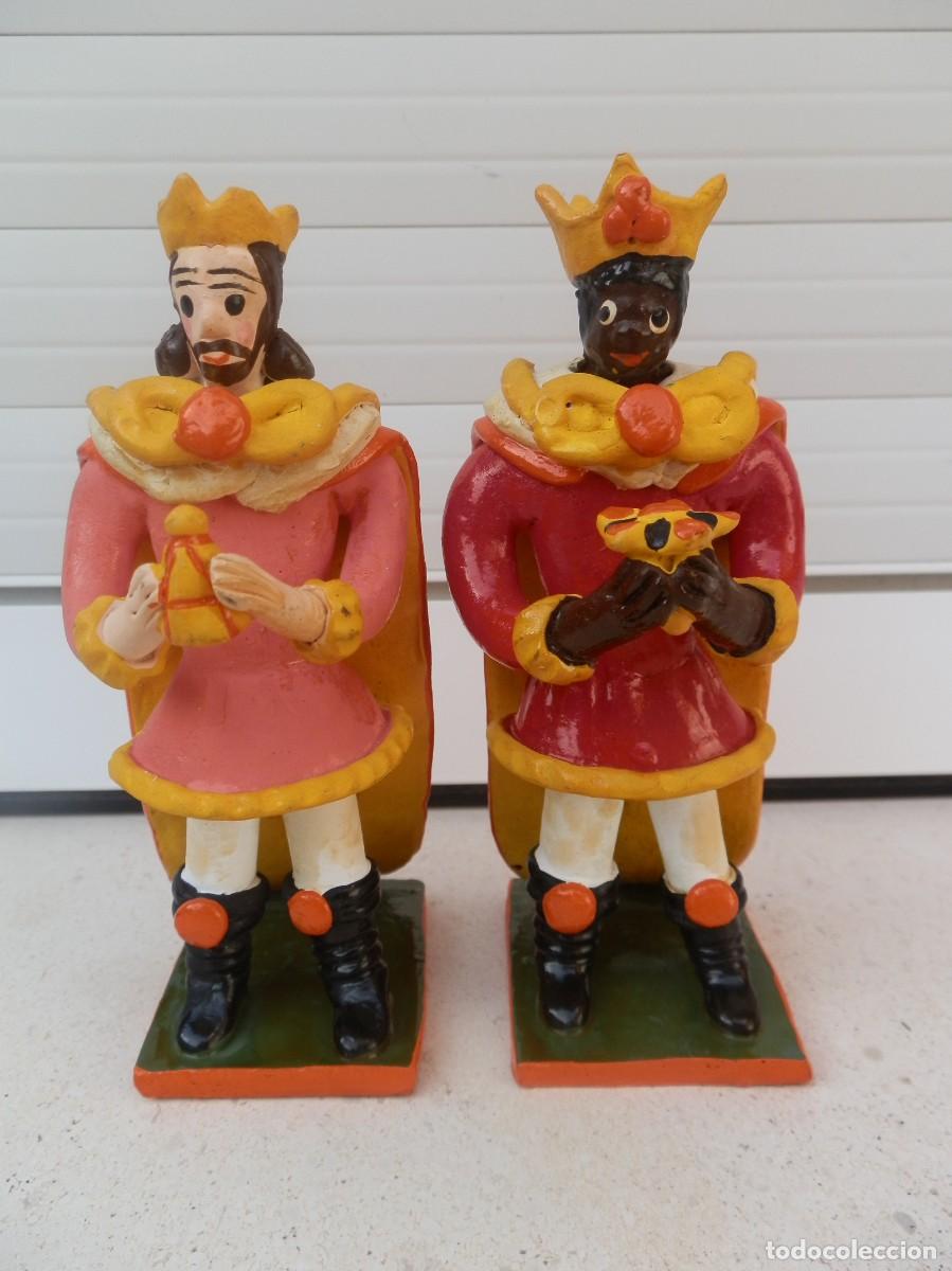 Arte: SABINA SANTOS (1921-2005) Bonecos de Estremoz Portugal, 2 Reyes Magos de Bel&eacute;n
