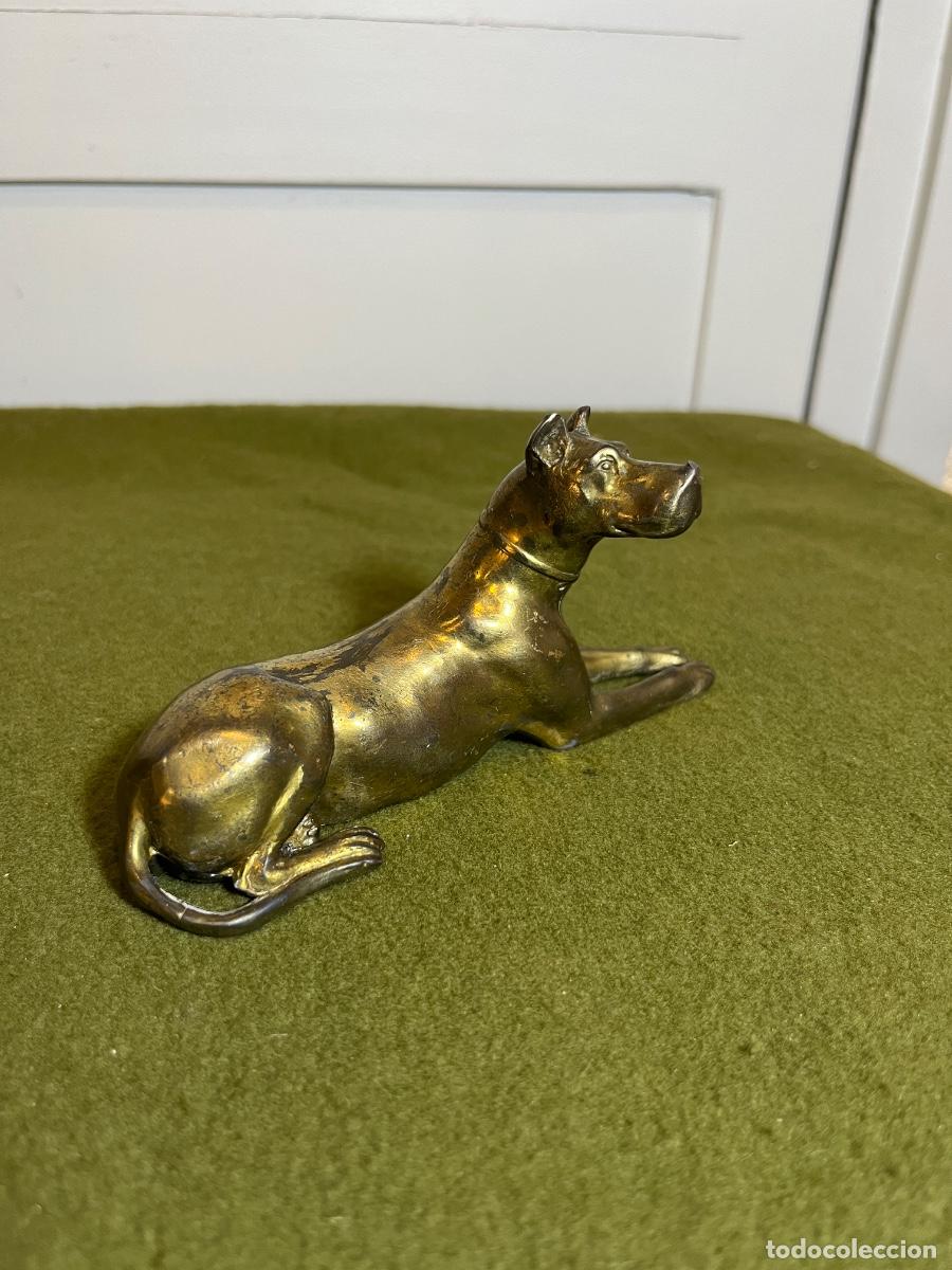 Arte: Antigua figura de perro Gran Dan&eacute;s en bronce o antimonio &ndash; Escultura Art D&eacute;co &ndash; Pieza de restauraci&oacute;