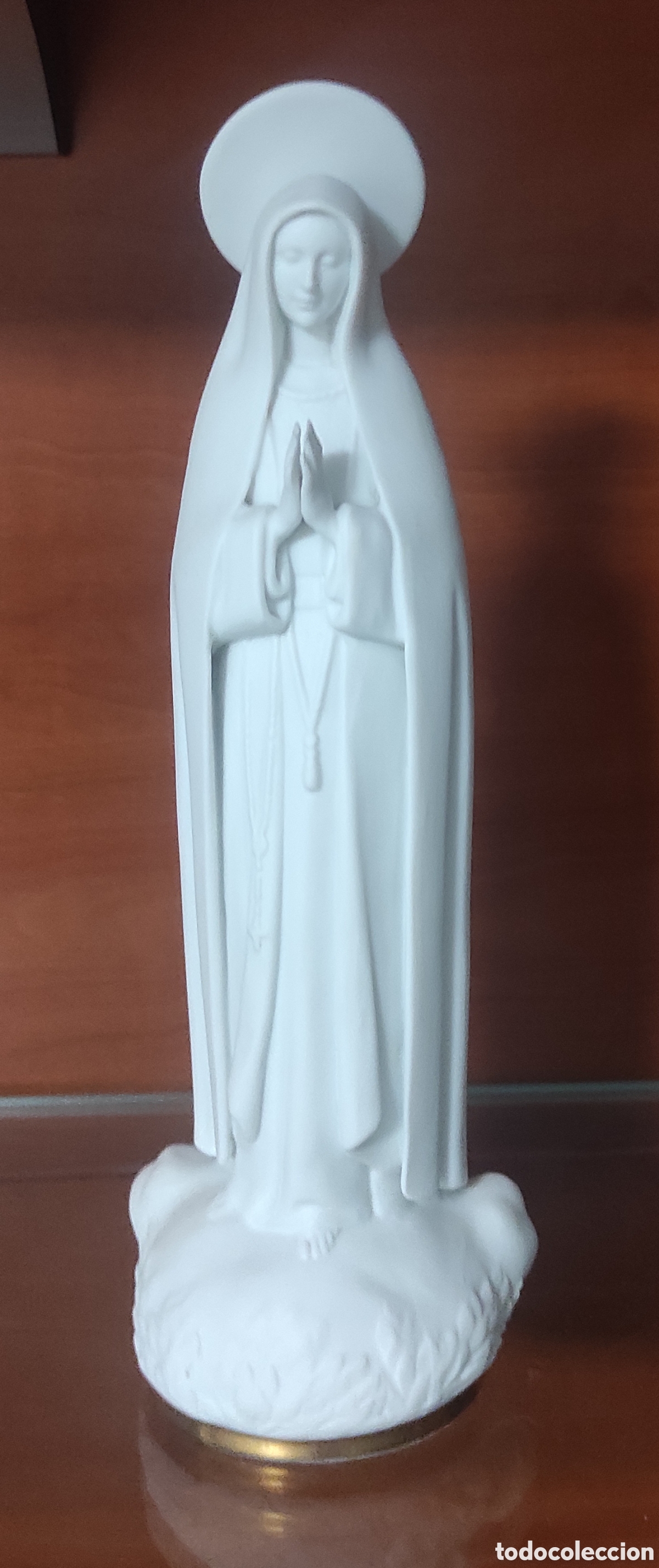 Arte: VIRGEN DE F&Aacute;TIMA EN PORCELANA CON BASE DORADA - MARCADA BIDASOA 10