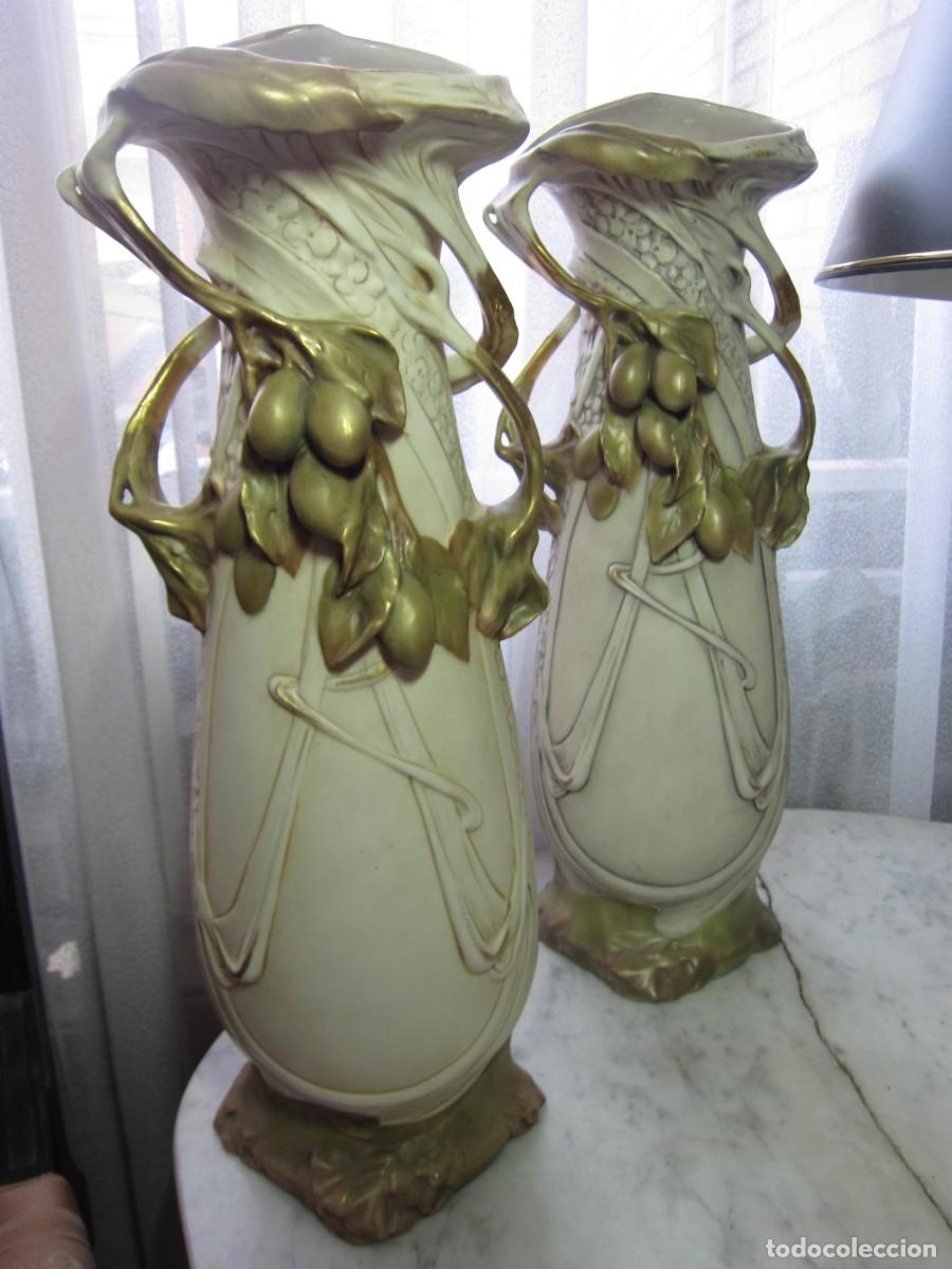 Arte: Antigua Pareja de Jarrones aut&eacute;nticos modernistas ROYAL DUX