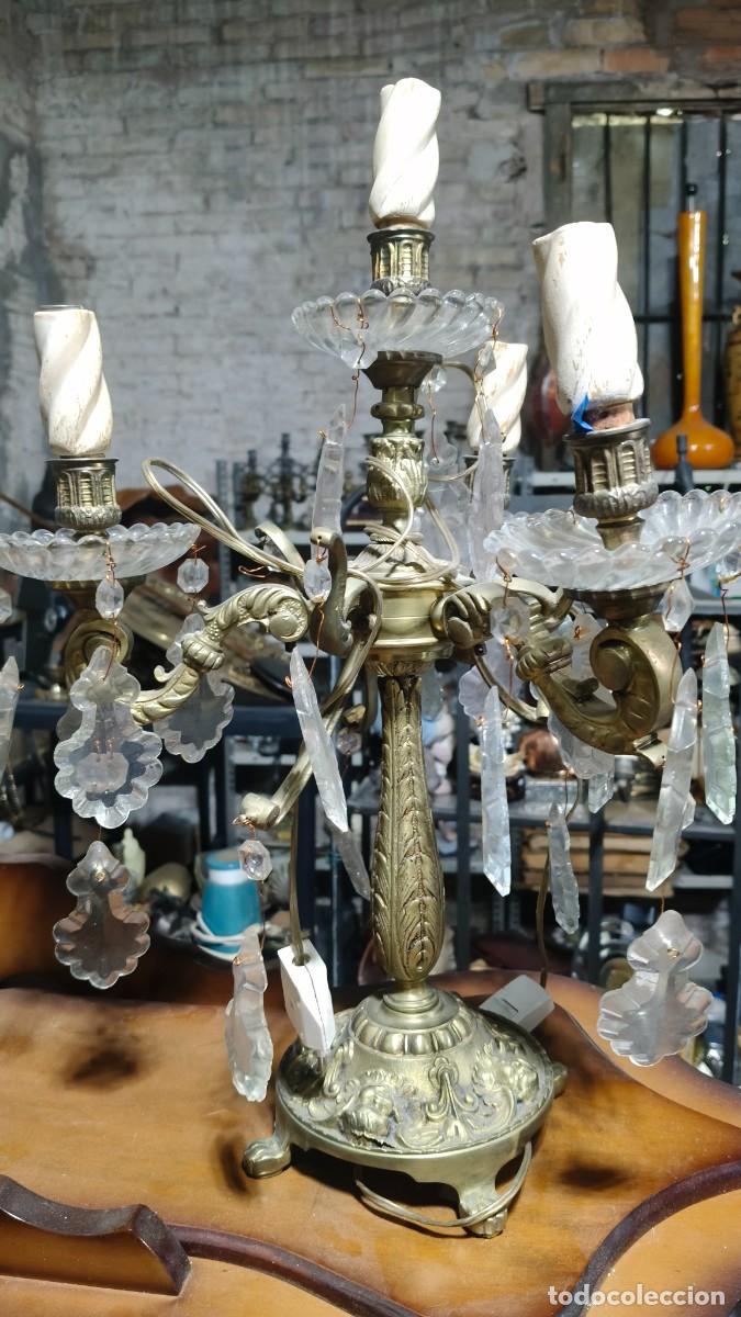 Arte: Chandelier chatelain bronze 1890 transformer en lampe