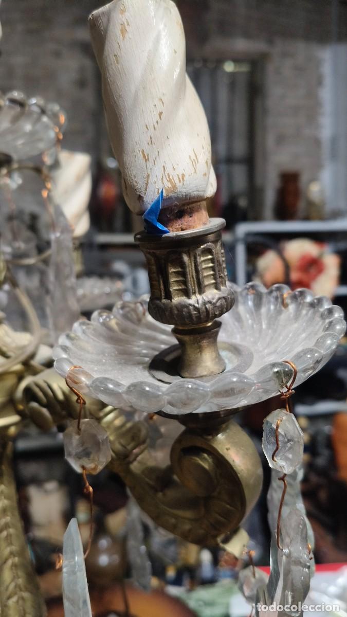 Arte: Chandelier chatelain bronze 1890 transformer en lampe - Foto 5