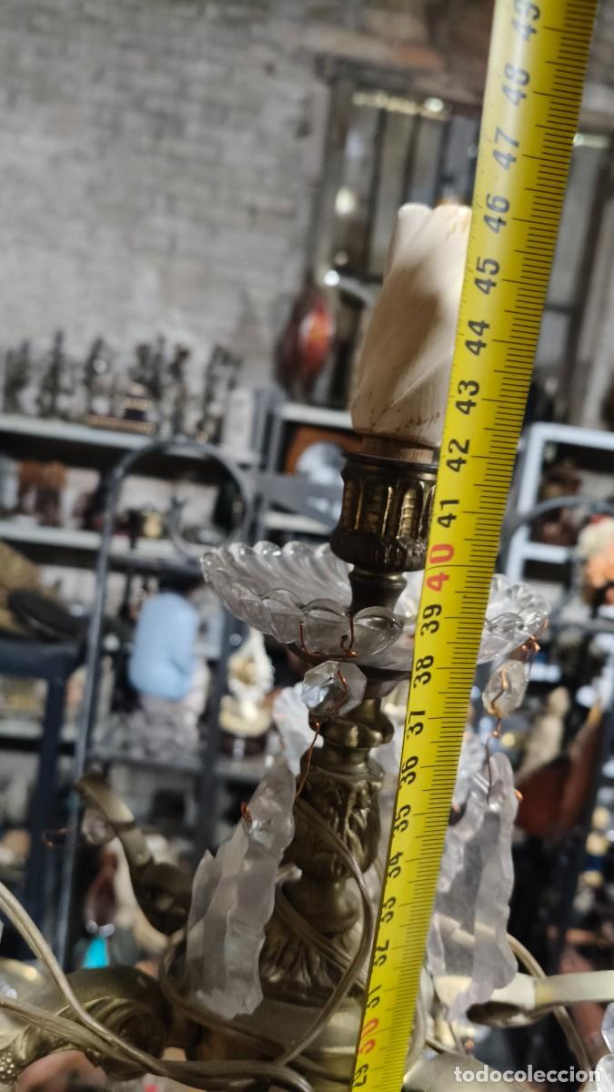 Arte: Chandelier chatelain bronze 1890 transformer en lampe - Foto 6