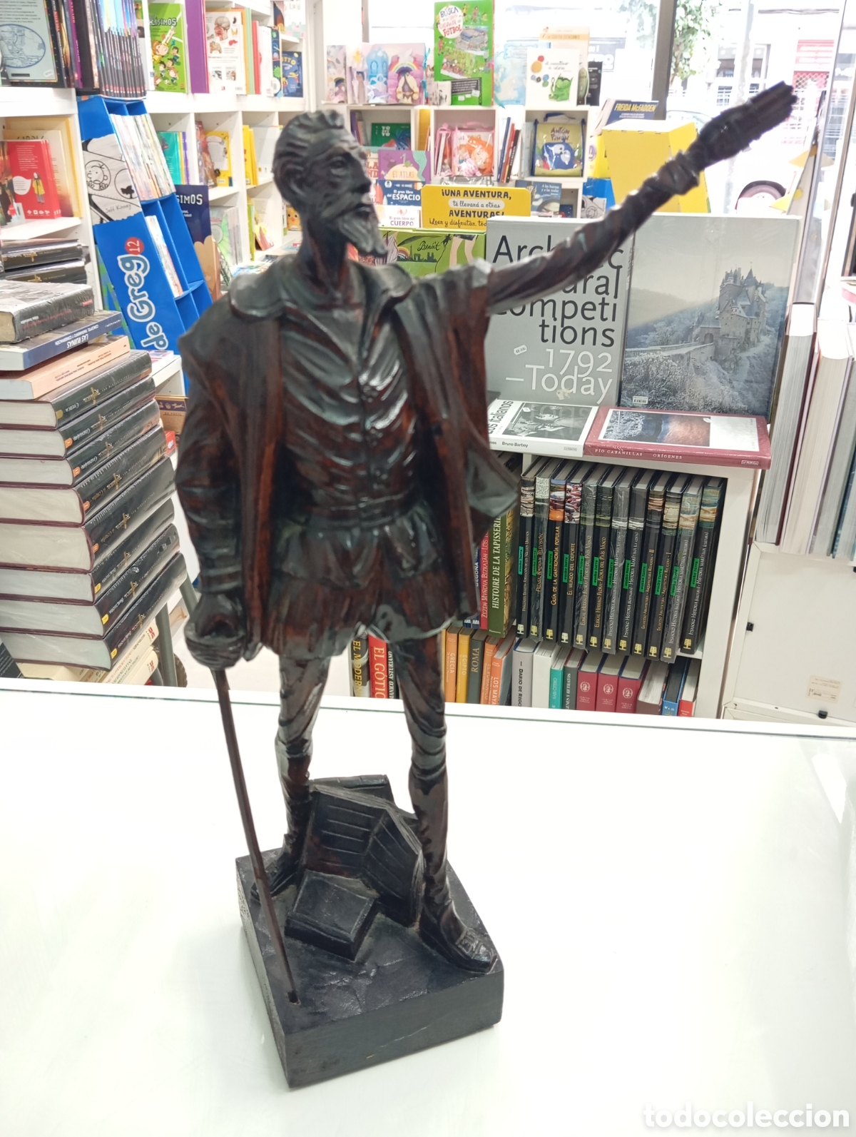 Arte: FIGURA TALLA MADERA DON QUIJOTE DE LA MANCHA CON ESPADA OURO N&ordm; 385 SOLDADO Y POETA ESPA&Ntilde;A