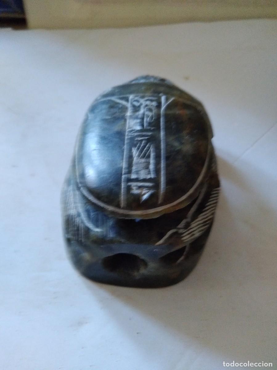 Arte: ESCARABAJO EGIPCIO TALLADO EN PIEDRA OSCURA