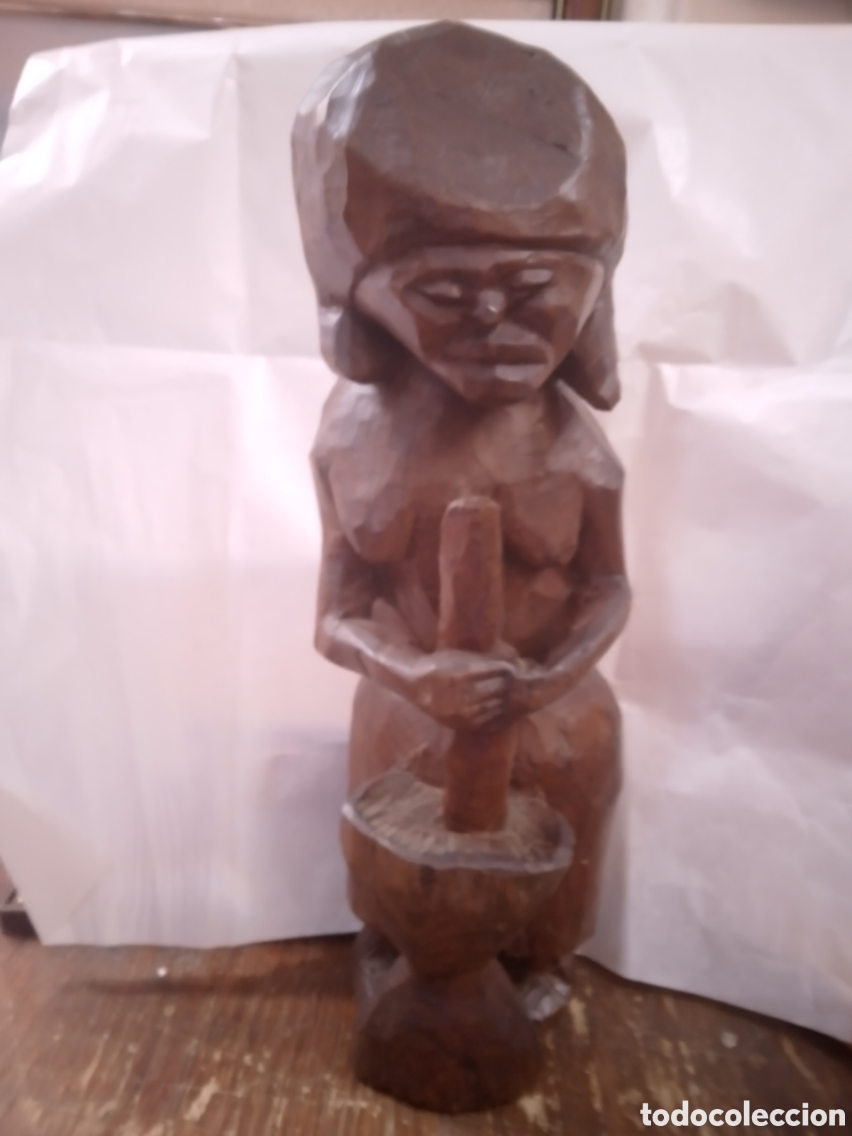 Art: ESTATUA DE MADERA. CHISSANO, ALBERTO. MOZAMBIQUE, A&Ntilde;OS 70. 37 CM.