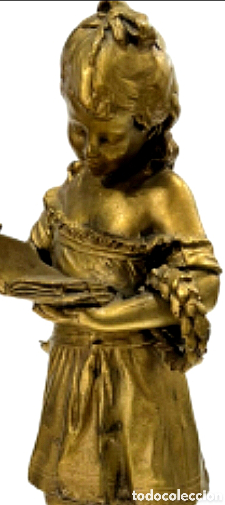 Arte: NI&Ntilde;A LECTORA S.XIX BRONCE - Foto 3
