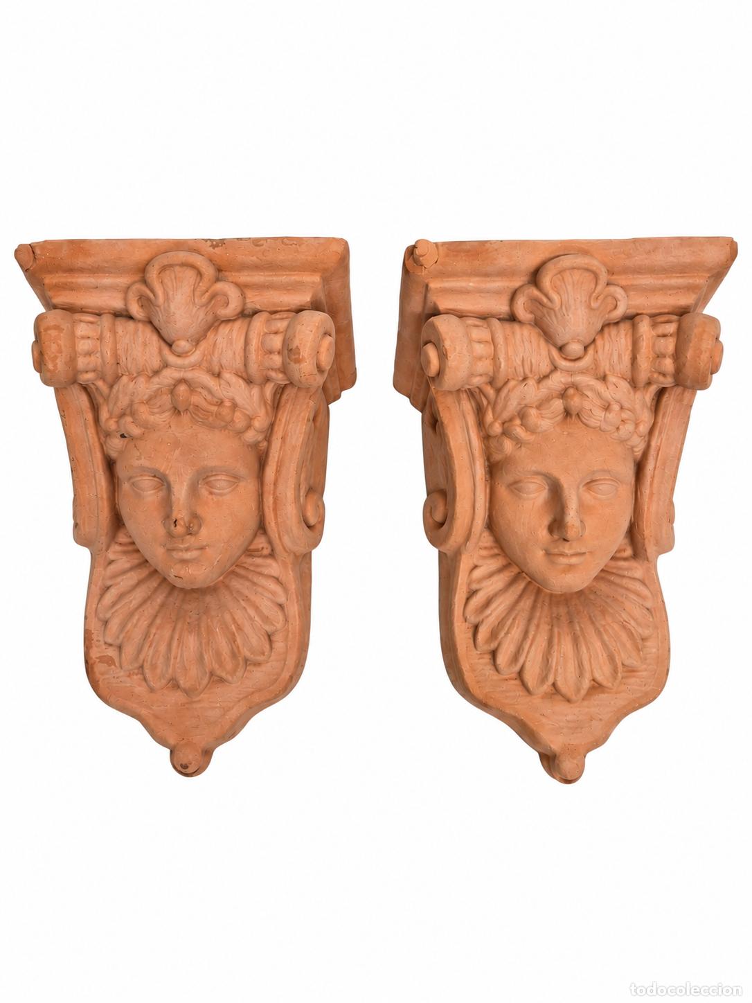 Arte: Pareja de M&eacute;nsulas, Cartelas Decorativas de Pared - Terracota - Dise&ntilde;o Cl&aacute;sico Estilo Neocl&aacute;sico