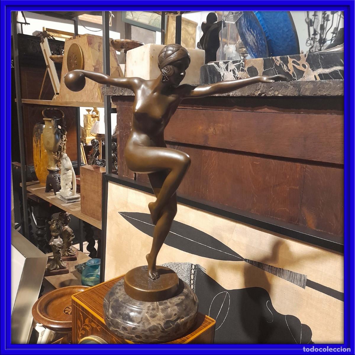 Arte: FIGURA DE BRONCE DE UN DISCOBOLO SOBRE BASE DE MARMOL GIRAUD RIVIERE