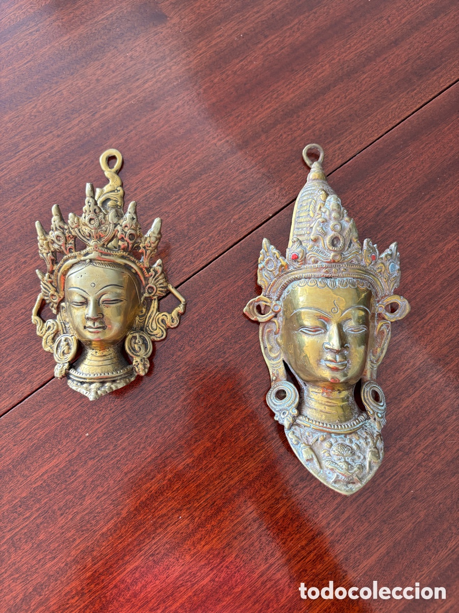 Arte: Pareja cabezas bronce India