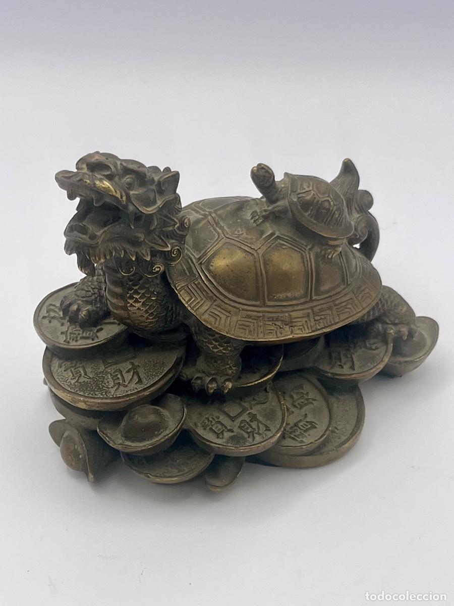 Arte: Escultura de bronce China , Tortuga Drag&oacute;n (Longgui) Siglo XX